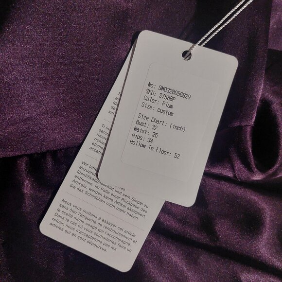 NWT Stacees Purple Satin Dress Prom Maxi Lace Up XS - Picture 4 of 5